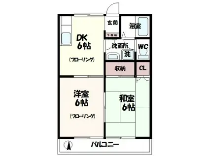 京王線 つつじケ丘駅 徒歩14分 2階建 築33年(2DK/1階)の間取り写真