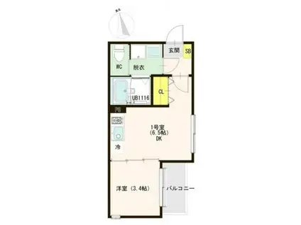 GREEN ACEII(1DK/3階)の間取り写真