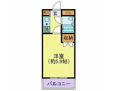 ジョイフル池上(1K/4階)の間取り写真