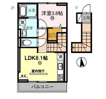 グランディール網干(1LDK/2階)の間取り写真