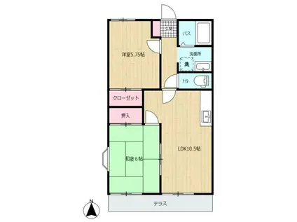 グランハイムフォレストA(2LDK/1階)の間取り写真