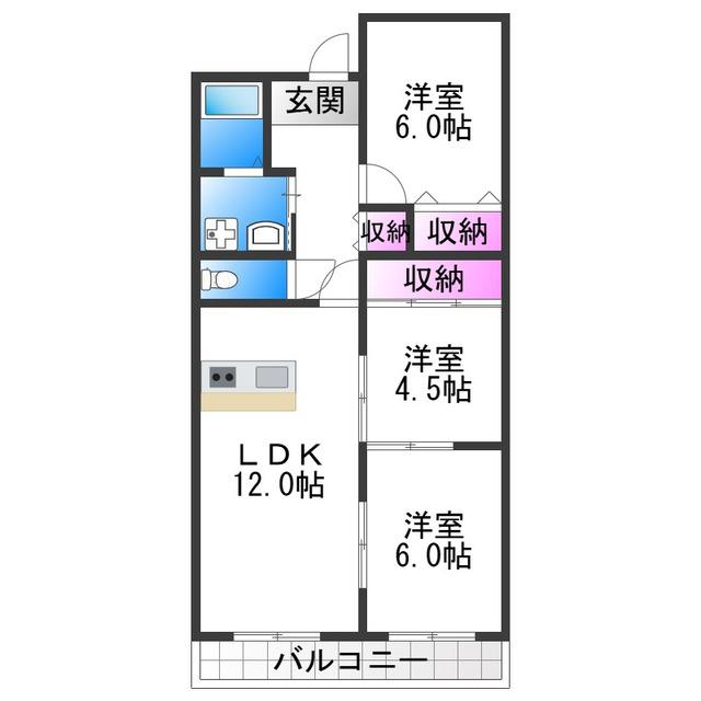 フォレスタ育和(3LDK/4階)の間取り写真