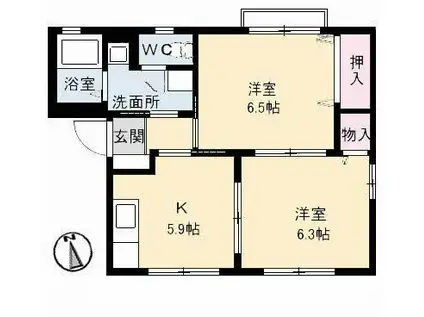 メゾンアムールA棟(2K/1階)の間取り写真