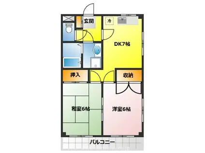 ロイヤルパレス(2DK/1階)の間取り写真