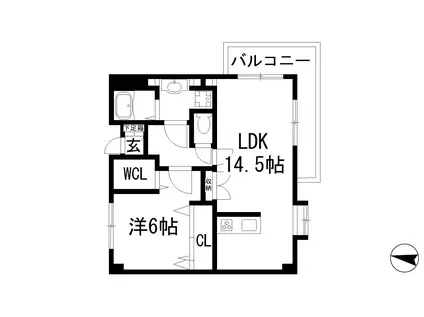 シャトー日光園(1LDK/3階)の間取り写真