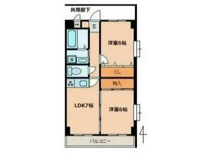 エムエスビル(2LDK/3階)の間取り写真