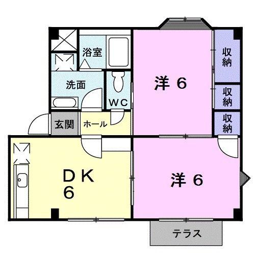 ハイツ佐脇原B(2DK/1階)の間取り写真