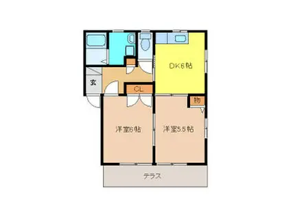 パティオサングリア(2DK/1階)の間取り写真