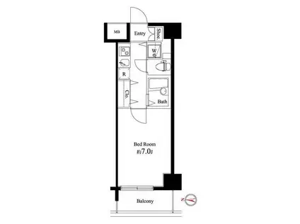 SQUARE潮見(1K/4階)の間取り写真