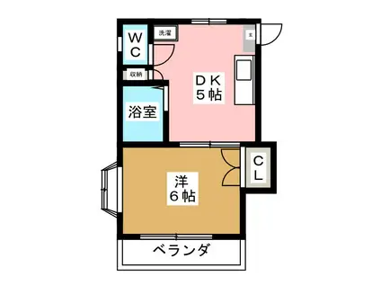 ハッピーハイムB(1DK/3階)の間取り写真