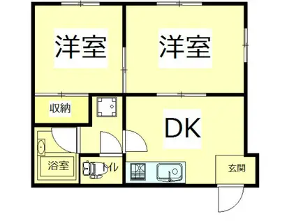 サイドヒル笹下(2DK/4階)の間取り写真