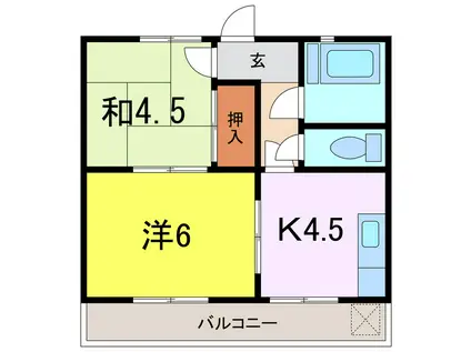 サンハイツ(2DK/2階)の間取り写真