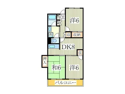 柏葉ハイツ(3DK/1階)の間取り写真