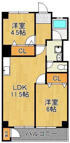 第五共立ビル(2LDK/7階)の間取り写真