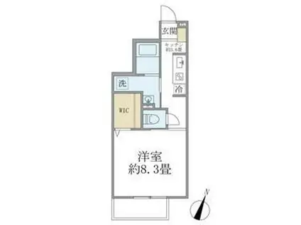 ロンサールB棟(1K/1階)の間取り写真