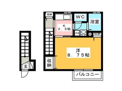 ラ・フォンターナA(1K/2階)の間取り写真