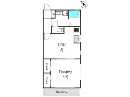 PARK WAY(1LDK/2階)の間取り写真