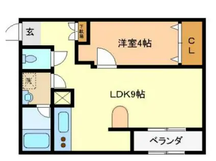 ジョイフル福田(1LDK/3階)の間取り写真