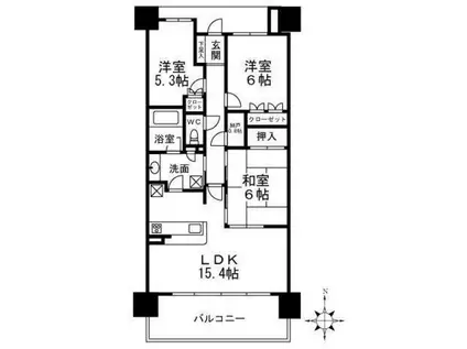 プラウド豊中服部緑地(3LDK/7階)の間取り写真