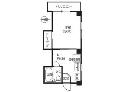 クレアージュ六甲(1K/4階)の間取り写真