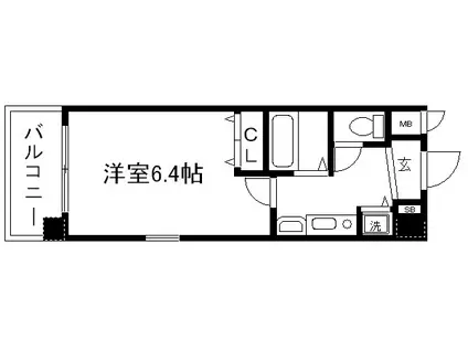 エイぺックス京都御所北(1K/3階)の間取り写真