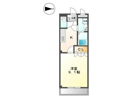 RELATION ールラシオンー(1K/1階)の間取り写真