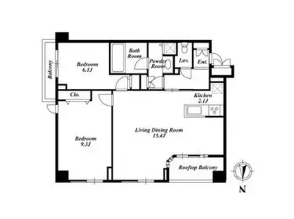 KDXレジデンス半蔵門(2LDK/8階)の間取り写真