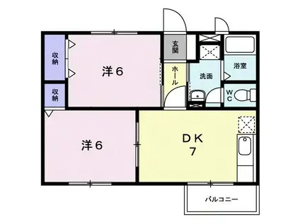ヴィラ21(2DK/2階)の間取り写真