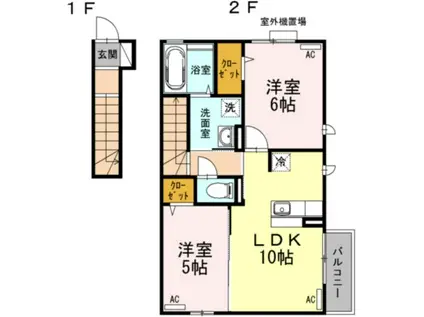 イークリスタル(1LDK/2階)の間取り写真