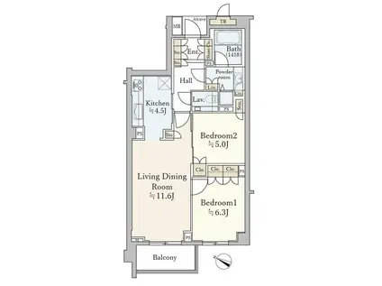 ファミールグラン代々木の杜(2LDK/2階)の間取り写真