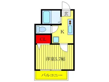 東京メトロ南北線 王子神谷駅 徒歩13分 3階建 築24年(1K/1階)の間取り写真