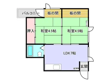 ニューグリーンコーポ(2DK/2階)の間取り写真