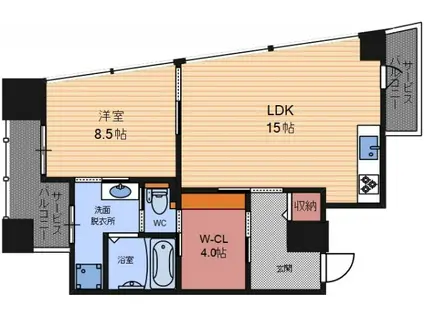 WOB NISHIUMEDA(1LDK/9階)の間取り写真
