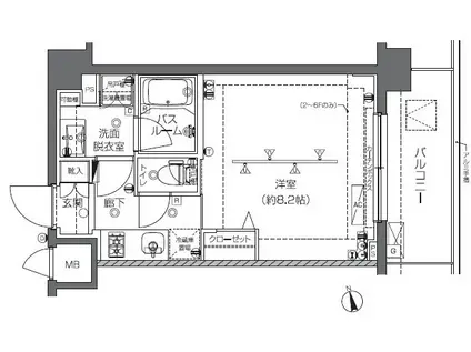 ZOOM中野(1K/4階)の間取り写真