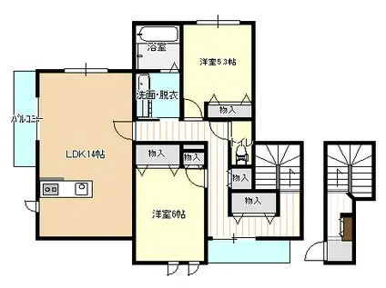 メゾベール自由が丘(2LDK/2階)の間取り写真