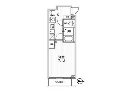 TS CUORE梅ヶ丘(1K/2階)の間取り写真