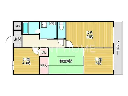 ブランシェ高安(3DK/4階)の間取り写真