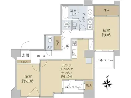 ディアハイム赤羽南館(2LDK/1階)の間取り写真