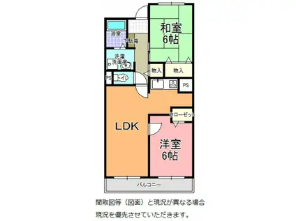 シャン・ド・リーヴ A棟(2LDK/2階)の間取り写真