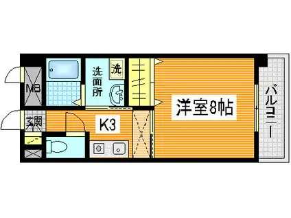 サニーヒルズK(1K/4階)の間取り写真