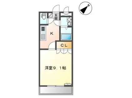マサケンハイツ(1K/2階)の間取り写真