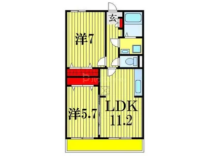 セレーノみのりC(2LDK/3階)の間取り写真