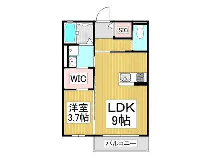 HIGH FIELD(1LDK/2階)の間取り写真