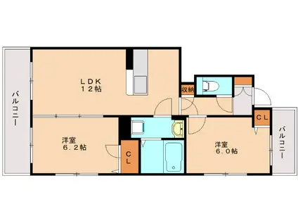 アーデルハイム(2LDK/1階)の間取り写真