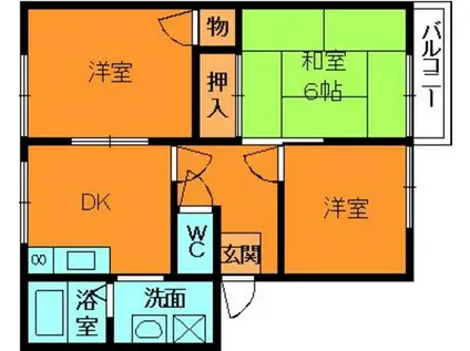 ボナール高塚台(3DK/1階)の間取り写真