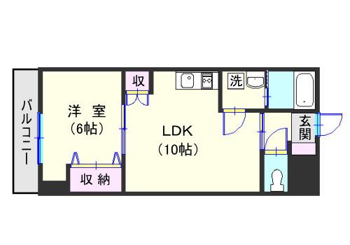 リードインアイエスヒラノ(1LDK/9階)の間取り写真