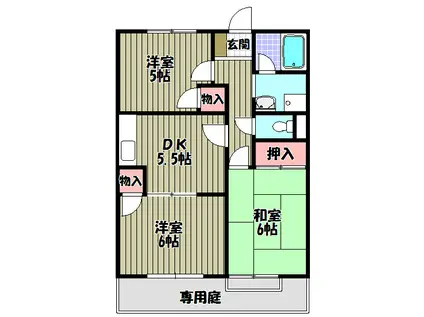 サンハイツ錦織(3DK/2階)の間取り写真