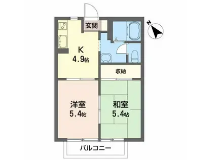 イル・ソーレII(2K/2階)の間取り写真