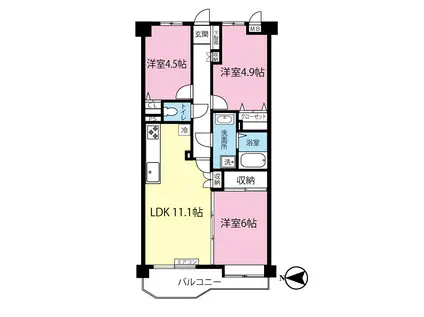 イーストヴィレッジ(3LDK/2階)の間取り写真