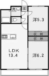 リバーサイド兼田(2LDK/3階)の間取り写真